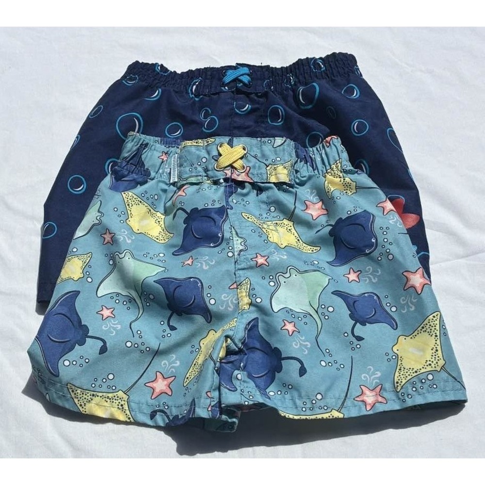 RuggedButts Swim Trunks Blue Boys 18-24M Stingray Crab Lot of 2 Crab Beach‎